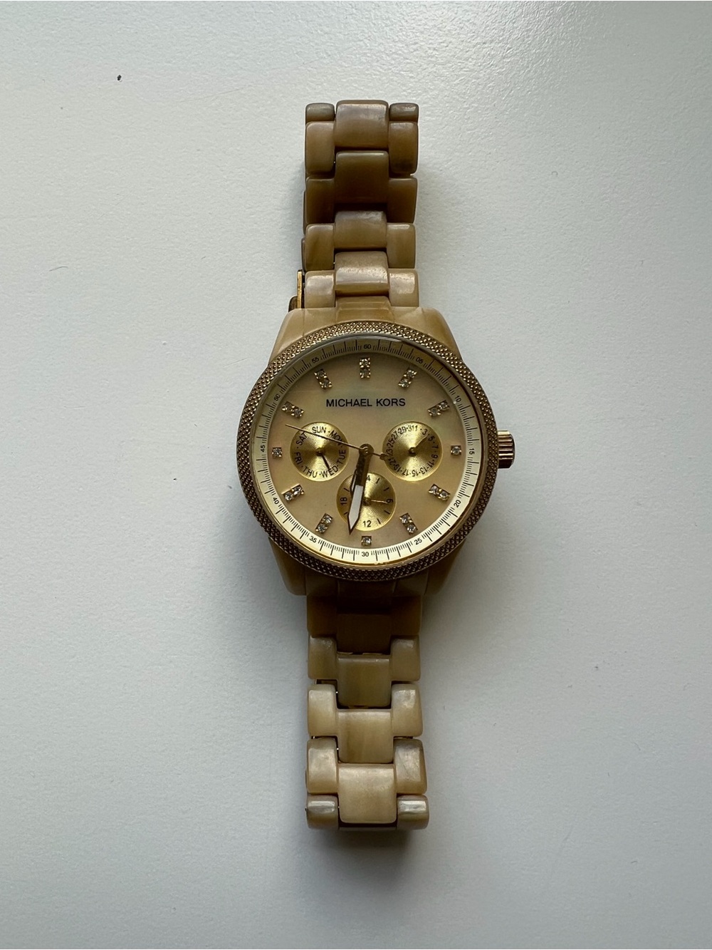 Michael Kors Beige and Gold-Tone Women's Bracelet Watch